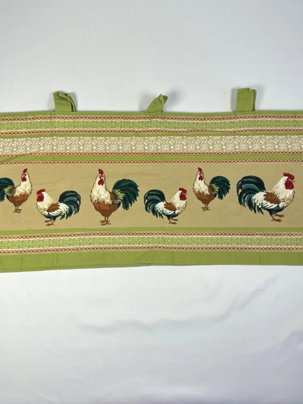 Better Homes Rooster Design 2 Curtain Panels & Valance Olive Green and Beige